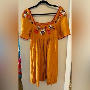 Madewell Embroidered Square-Neck Mini Babydoll Dress Size Small